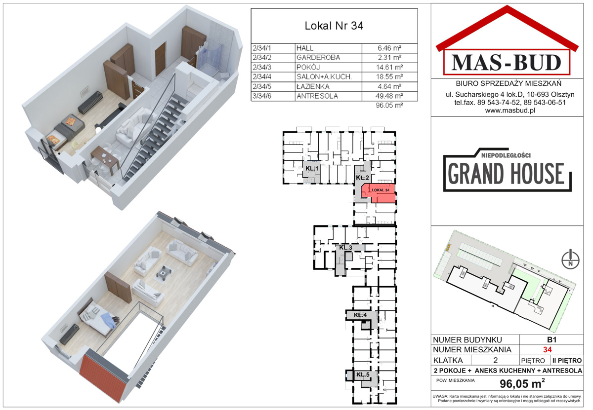 Wizualizacja - Mieszkanie 34 - (Nr administracyjny 23) , GRAND HOUSE, Piętro II piętro
